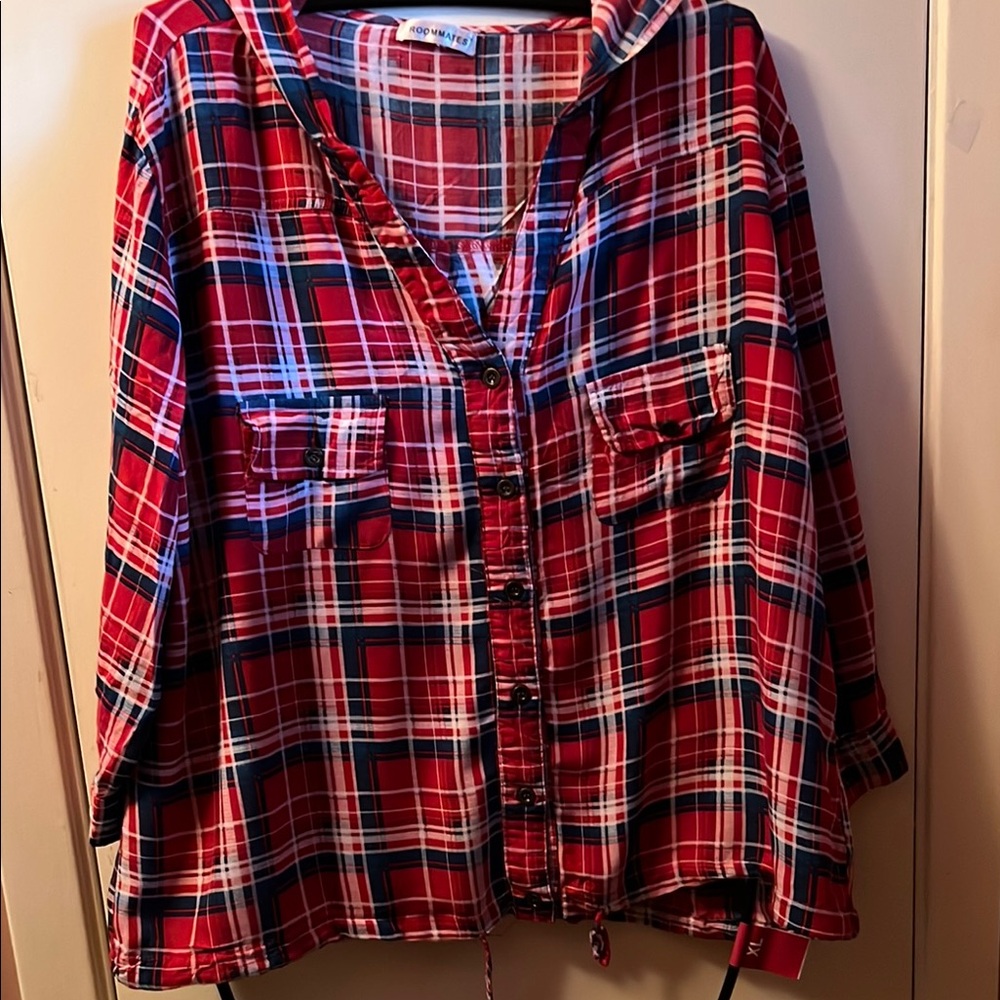 Roommates Red Plaid Long Sleeve Top